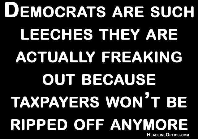 Democrats are such leeches they are actually freaking out because taxpayers won’t be ripped off anymore: